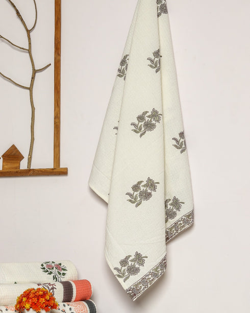 Elegant Hand Block Print Waffle Cotton Towel (TW13)